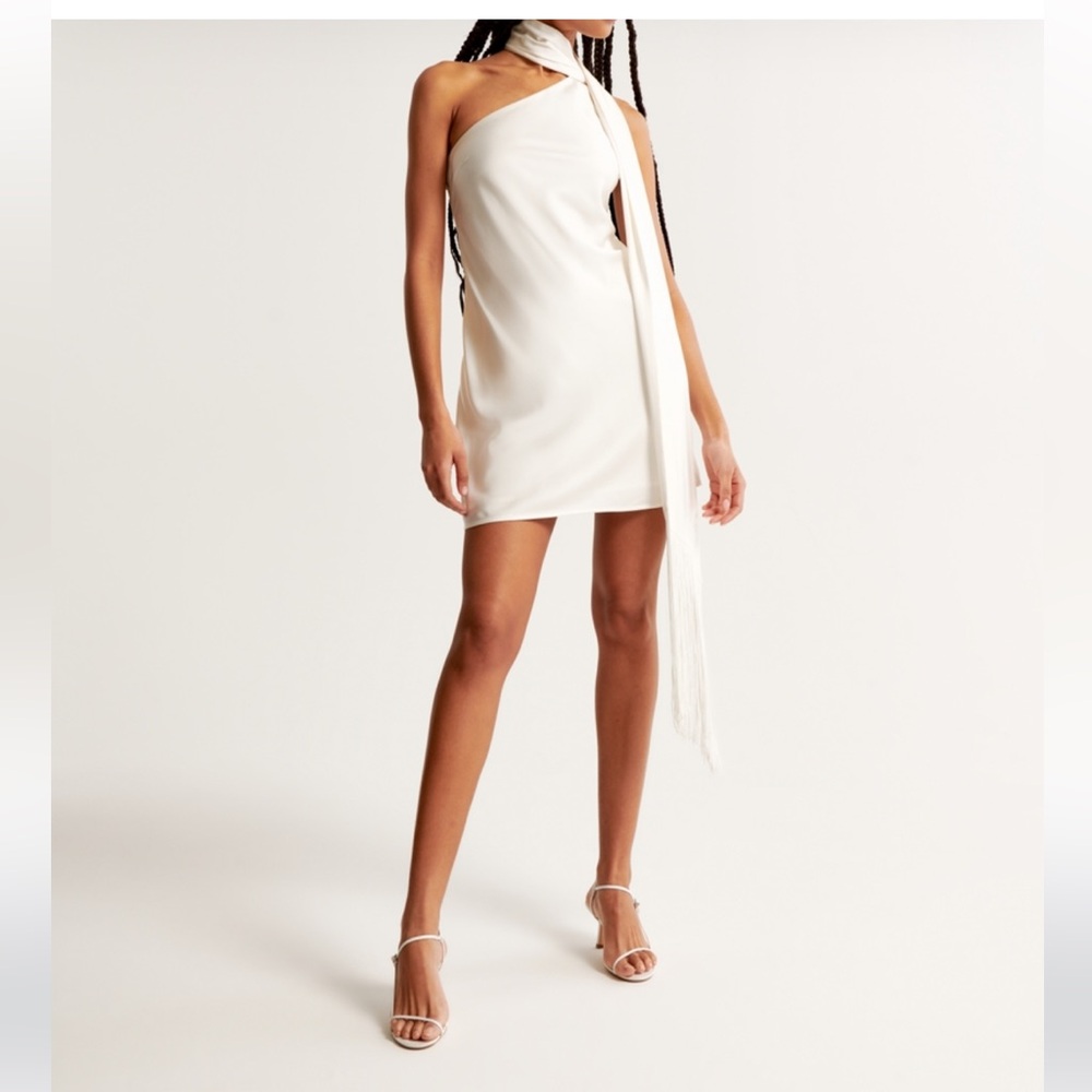 Abercrombie & Fitch White scarf slip mini dress